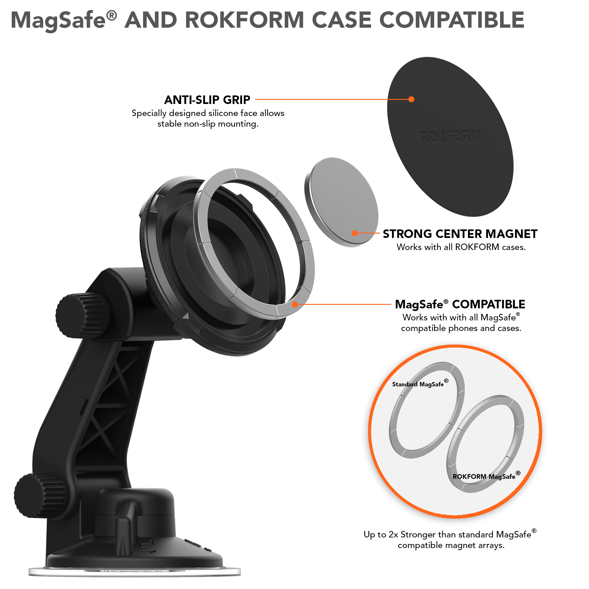 Magnetic Windshield Suction Mount | MagSafe® Compatible